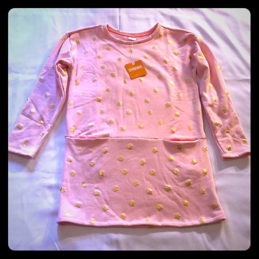NWT Gymboree Pink with Gold Stars Top with Pockets